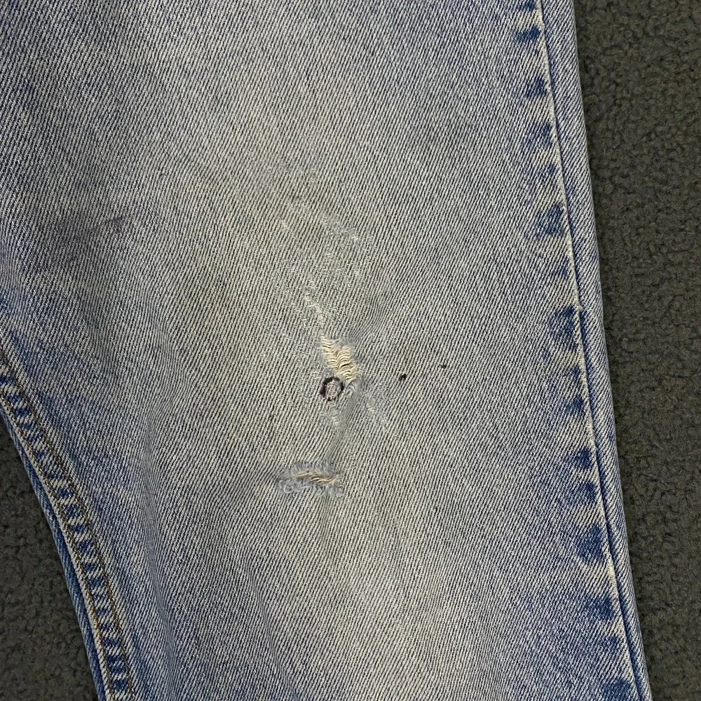 VTG 90s Levis 517 Jeans FITS 36x31 Orang Tab Bootcut Light Wash Blue Distressed